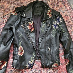 Embroidered vegan leather jacket